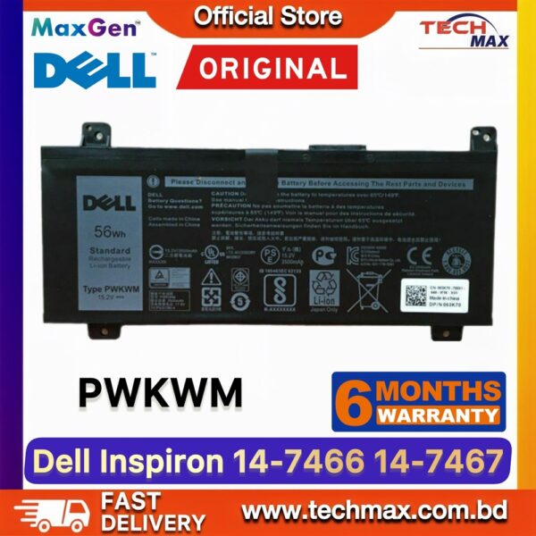 Original Dell PWKWM Battery for Inspiron 7466 7467 Laptop Battery