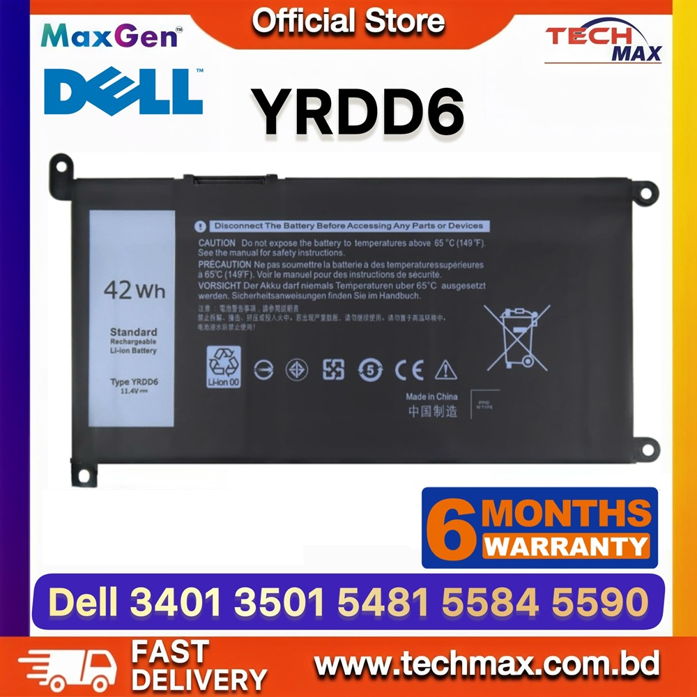 Dell YRDD6 Battery For Dell Inspiron 14 5480, 5481, 5482, 5485, 5491, 3493, 3793, Inspiron 15 5493, 3501, 3582, 3583, 3584, 3593, 5584, 5585, 5590, 5591, 5593, 5594, 5598, Inspiron 17 3793, 7586, Latitude 3310, 3400, 3500, Vostro 3491, 5481, 5581, 5490, 5590 Series Laptop Battery 1 Dell YRDD6 Battery for Inspiron 5480 5481 5590 Laptop Battery