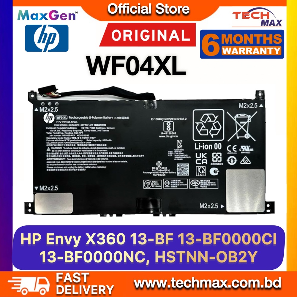Original HP WF04XL Battery For HP Envy X360 13-BF, 13T-BF, 13-BF0000CI, 13-BF0011NA, 13-BF0024NA, 13-BF0123NW, 13-BF0977ND, 13-BF0105TU, 13-BF0001NIA, 13-BF0001NN, 13-BF0001NO, 13-BF0002NE, 13-BF0002NF Series Laptop Battery 1 Original HP WF04XL Battery for Envy X360 13-BF Series Laptop