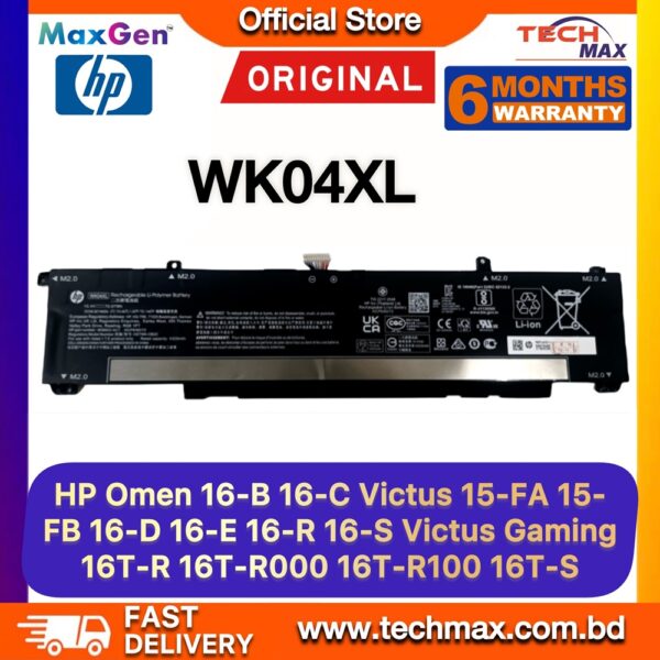 Original HP WK04XL Battery for Victus 16-D 16-E Omen 16-B 16-C Laptop