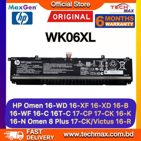 Original HP WK06XL Battery for Victus 16-R 16-S Omen 16-WF 16-XD Laptop Battery