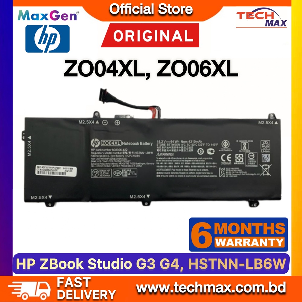 Original HP ZO04XL Battery For HP ZBook Studio G3, ZBook Studio G4 Mobile Workstation Series 808396-421, 808450-001, 808450-002, HSTNN-CS8C, HSTNN-C88C, HSTNN-LB6W, HSTNN-KB6W, HSN-C02C Laptop Battery 1 Original HP ZO04XL Battery for ZBook Studio G3 G4 Laptop Battery