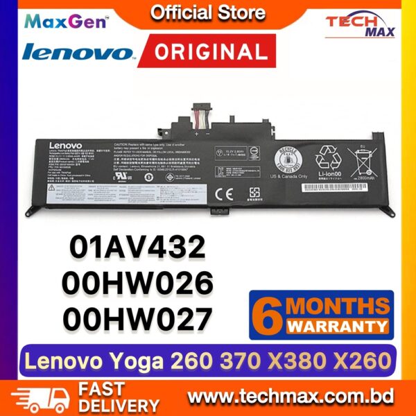 Original Lenovo 00HW026 00HW027 Battery for ThinkPad Yoga 260 Yoga 370 Yoga X380 Laptop Battery