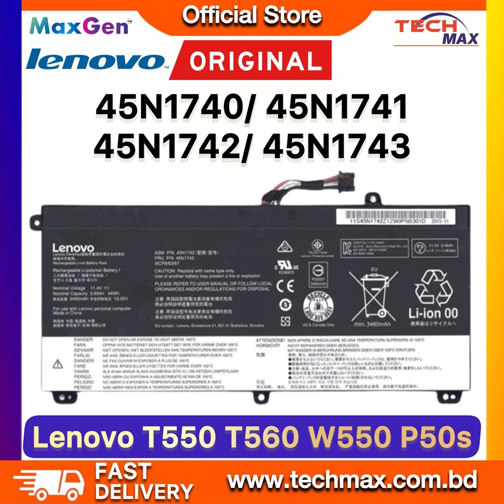 Original Lenovo 45N1740, 45N1742 Battery For Lenovo ThinkPad T550, T550s, T560, W550, W550s, P50s, 45N1741, 45N1743, SB10K12721, 00NY639, Type 20CK, 20CJ, 20FH, 20FJ, 20E2 Series Laptop Battery 1 Original Lenovo 45N1740 45N1742 Battery for ThinkPad T550 T560 W550 P50s Laptop Battery