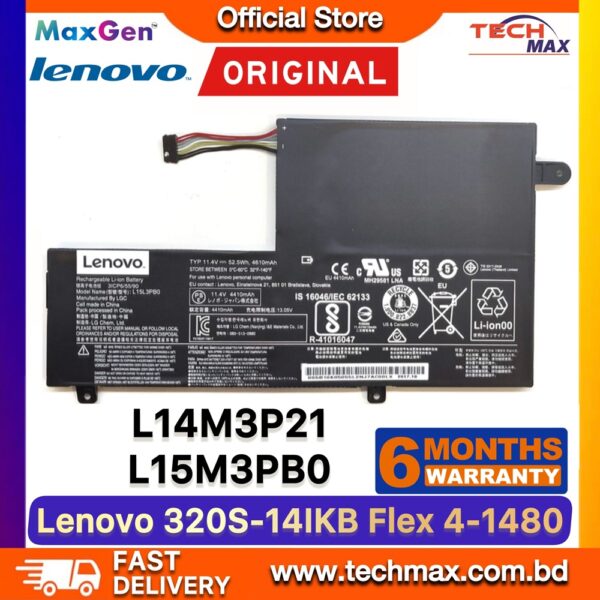 Original Lenovo L14L3P21 L15M3PB0 Battery for Flex 3 Flex 4 Yoga 500 Yoga 510 Laptop Battery