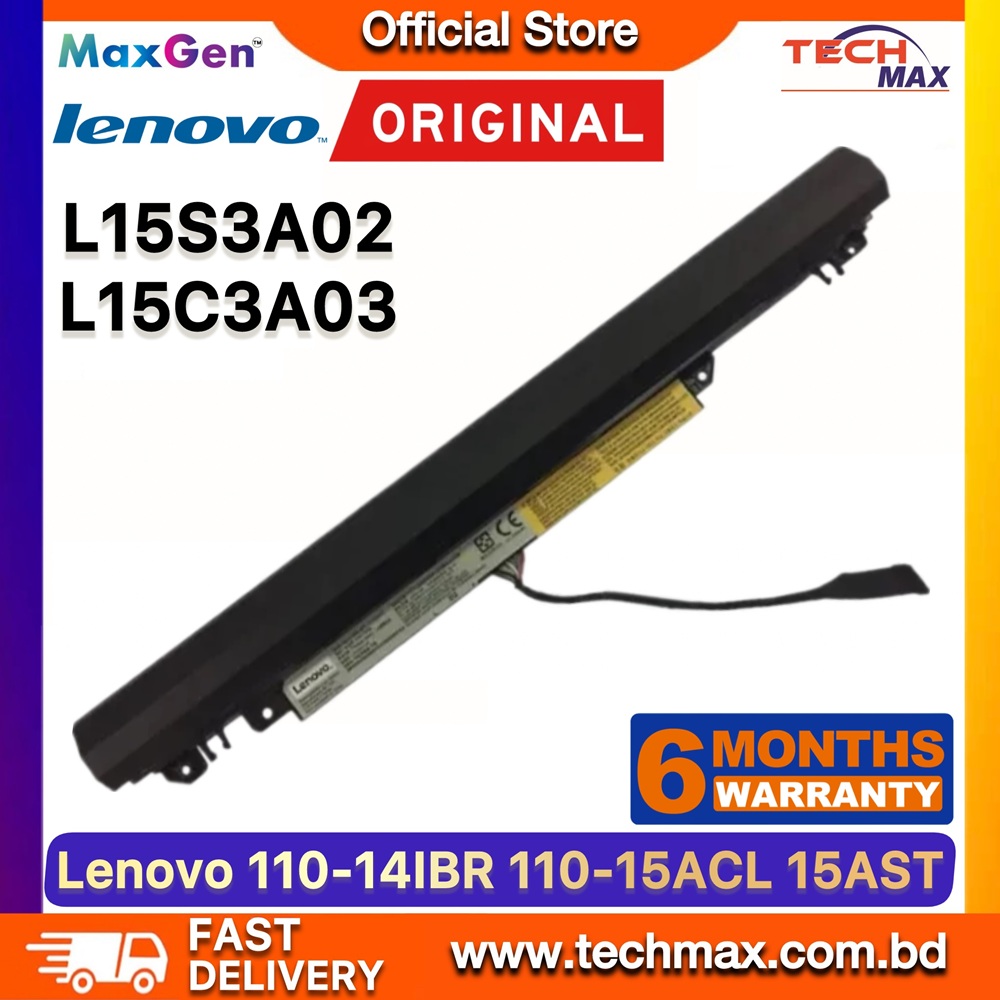Original Lenovo L15S3A02, L15L3A03 Battery For Lenovo IdeaPad 110-14AST, 110-14IBR, 110-15ACL, 110-15AST, 110-15IBR, 110 Touch-15ACL, IdeaPad 300-14ISK, 300-15ISK, L15C3A03, 5B10L04166, 5B10L04167, 5B10L04215 Series Laptop Battery 1 Original Lenovo L15S3A02 L15L3A03 Battery for IdeaPad 110-14AST 110-15IBR 300-15ISK Laptop Battery
