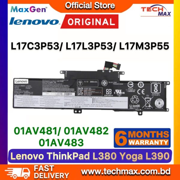 Original Lenovo L17C3P53 L17L3P53 Battery for ThinkPad L380 L380 Yoga L390 Yoga Laptop Battery