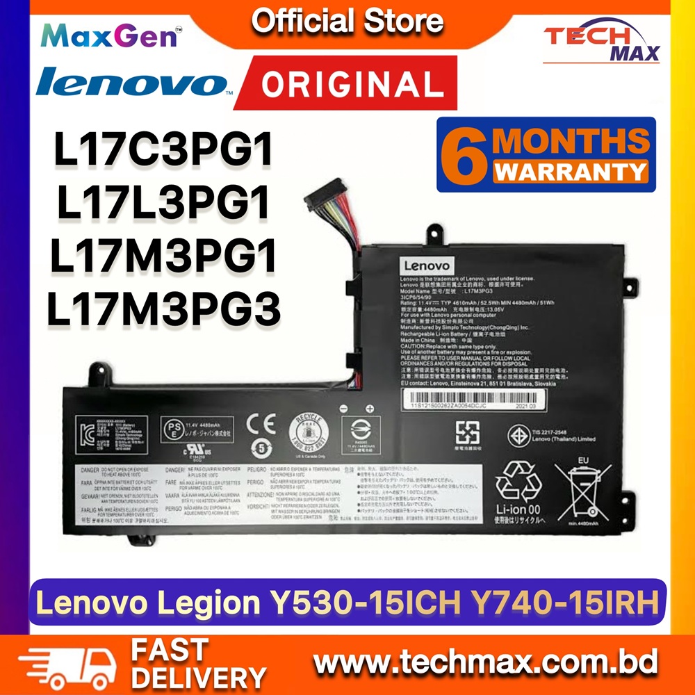Original Lenovo L17C3PG1, L17C3PG2 Battery For Lenovo Legion Y530-15ICH, Y540-15IRH, Y540-15IRH-PG0, Y545-PG0, Y740-15IRH, Y7000, Y7000-2019, Y7000-2019-PG0, Y7000-2019-1050, Y7000P-1060-81LF, Y7000P-81HC, Y7000P-81LD, L17L3PG1, L17M3PG1, L17M3PG2, L17M3PG3, 5B10Q82428, 5B10Q88561, 5B10Q80766, 5B10Q93417, 5B10W67238 Series Laptop Battery 1 Original Lenovo L17C3PG1 L17C3PG2 Battery for Legion Y530-15ICH Y540-15IRH Y7000 Y7000P Laptop Battery