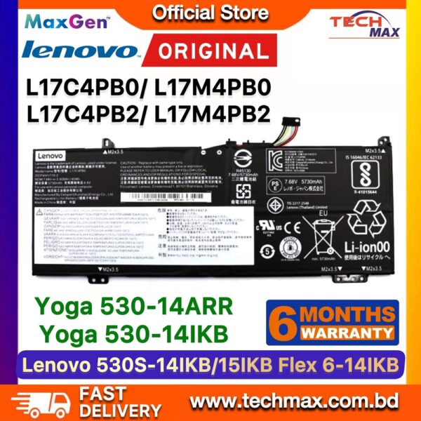 Original Lenovo L17C4PB0 L17M4PB2 Battery for IdeaPad 530S-14IKB Yoga 530-14IKB Flex 6-14IKB Laptop Battery