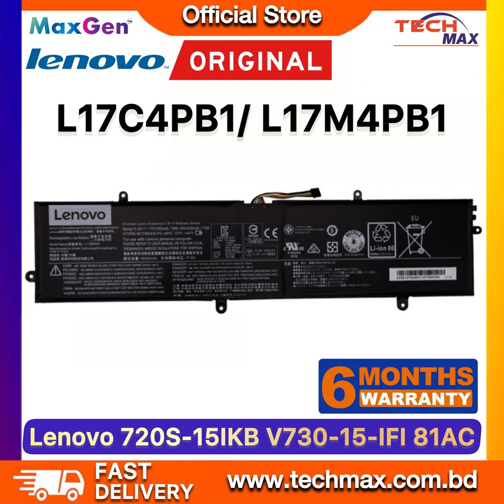 Original Lenovo L17C4PB1, L17M4PB1 Battery For Lenovo Ideapad 720S-15IKB, 81AC, 720S Touch-15IKB, 81CR, V730-15-IFI V730-15-ISE, 5B10P35082, 5B10P35083, 5B10P35084 Series Laptop Battery 1 Original Lenovo L17C4PB1 L17M4PB1 Battery for IdeaPad 720S-15IKB 720S Touch-15IKB V730-15-IFI Laptop Battery
