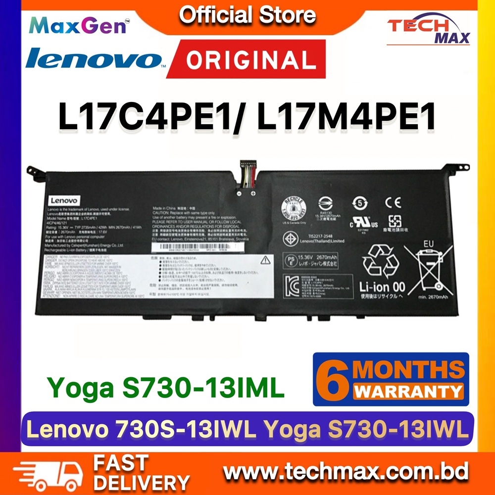 Original Lenovo L17C4PE1, L17M4PE1 Battery For Lenovo IdeaPad 730S-13IWL, 81JB, S730-13IWL, 81J0, S730-13IML, 81U4, L17S4PE1, 5B10R32748, 5B10R32749, 5B10W67274, 5B10W67276 Series Laptop Battery 1 Original Lenovo L17C4PE1 L17M4PE1 Battery for IdeaPad 730S-13IWL S730-13IWL S730-13IML Laptop Battery