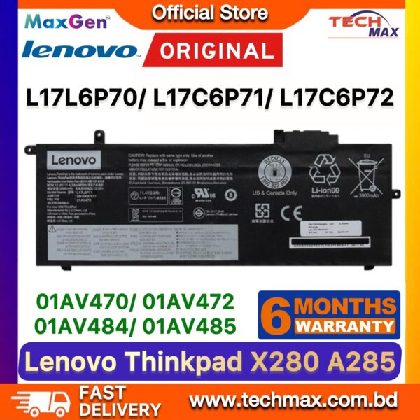 Original Lenovo L17C6P71 L17C6P72 Battery for ThinkPad X280 20KE 20KF A285 20MW Laptop Battery