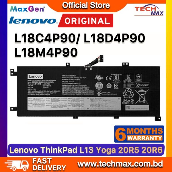 Original Lenovo L18C4P90 L18M4P90 Battery for ThinkPad L13 Gen 1 Gen 2 L13 Yoga S2 Battery