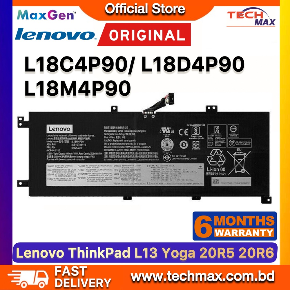 Original Lenovo L18C4P90, L18M4P90 Battery For Lenovo ThinkPad L13 Gen 1, L13 Gen 2, L13 Yoga Gen 1, L13 Yoga Gen 2, ThinkPad S2 5th Gen, S2 6th Gen, L18D4P90, 02DL030, 02DL031, 02DL032 Series Laptop Battery 1 Original Lenovo L18C4P90 L18M4P90 Battery for ThinkPad L13 Gen 1 Gen 2 L13 Yoga S2 Battery