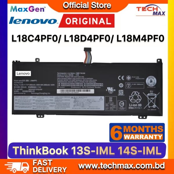 Original Lenovo L18C4PF0 L18M4PF0 Battery for ThinkBook 13s-IWL 13s-IML 14s-IWL 14s-IML Laptop Battery
