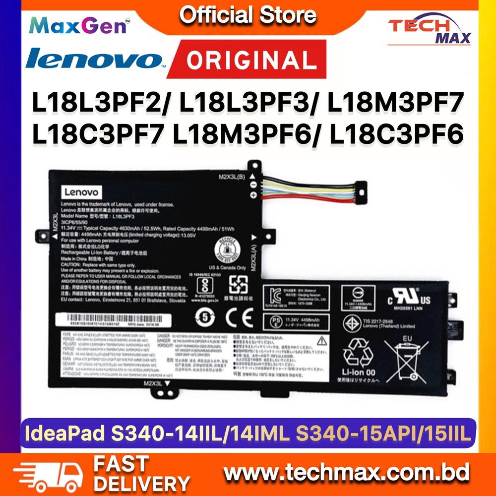 Original Lenovo L18C3PF7, L18M3PF6 Battery For Lenovo IdeaPad S340-14API, S340-14IIL, S340-14IML, S340-14IWL, S340-15API, S340-15IIL, S340-15IWL, C340-15IIL, C340-15IML, C340-15IWL, Flex-15IIL, Flex-15IML, Flex-15IWL, L18M3PF7, L18C3PF6, L18L3PF3, L18L3PF2 Series Laptop Battery 1 Original Lenovo L18C3PF7 L18M3PF6 Battery for IdeaPad S340-14API S340-14IIL C340-15IIL Flex-15IIL Laptop Battery