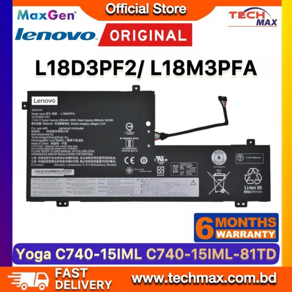 Original Lenovo L18D3PF2 L18M3PFA Battery for Yoga C740-15IML 81TD 81TD0040GE Laptop Battery