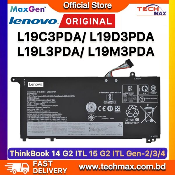 Original Lenovo L19C3PDA L19M3PDA Battery for ThinkBook 14 G2 ITL 14 G3 ITL ThinkBook 15 G2 ITL Laptop Battery