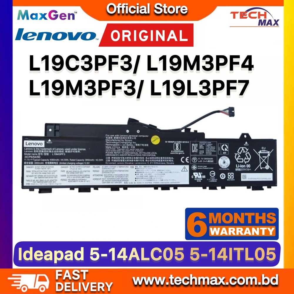Original Lenovo L19C3PF3, L19M3PF4 Battery For Lenovo IdeaPad IdeaPad 5-14IIL05, 81YH, IdeaPad 5-14ARE05, 81YM, IdeaPad 5-14ITL05, 82FE, IdeaPad 5-14ALC05, 82LM, IdeaPad 5-14IAL7, 82SD, IdeaPad 5-14ABA7, 82SE, Ducati 5, 82ES, L19M3PF3, L19L3PF7 Series Laptop Battery 1 Original Lenovo L19C3PF3 L19M3PF4 Battery for IdeaPad 5-14IIL05 81YH 5-14ARE05 81YM Laptop Battery