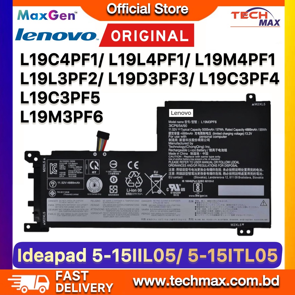 Original Lenovo L19C3PF5, L19M3PF6 Battery For Lenovo IdeaPad 5-15IIL05 (81YK), IdeaPad 5-15ARE05 (81YQ), IdeaPad 5-15ITL05 (82FG), IdeaPad 5-15ALC05 (82LN), IdeaPad 5-15IAL7 (82SF), IdeaPad 5-15ABA7 (82SG) L19L3PF2, L19C3PF4, L19D3PF3, L19M4PF1, L19L4PF1, L19C4PF1 Series Laptop Battery 1 Original Lenovo L19C3PF5 L19M3PF6 Battery for IdeaPad 5-15IIL05 81YK 5-15ARE05 81YQ Laptop Battery