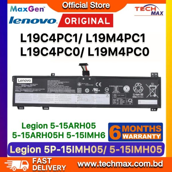 Original Lenovo L19C4PC1 L19M4PC1 Battery for Legion 5-15IMH05 5-15ARH05 Legion 7-15IMH05 Y7000P Laptop Battery