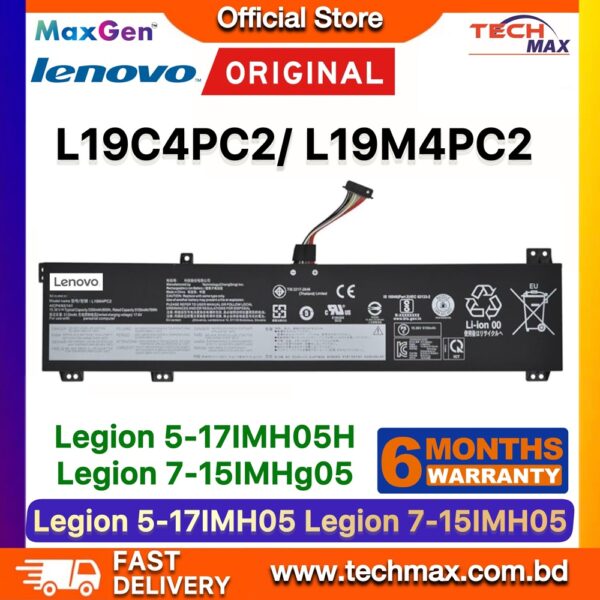 Original Lenovo L19C4PC2 L19M4PC2 Battery for Legion 5-17IMH05 5-17IMH05H 5-17ARH05H Legion 7 Laptop Battery