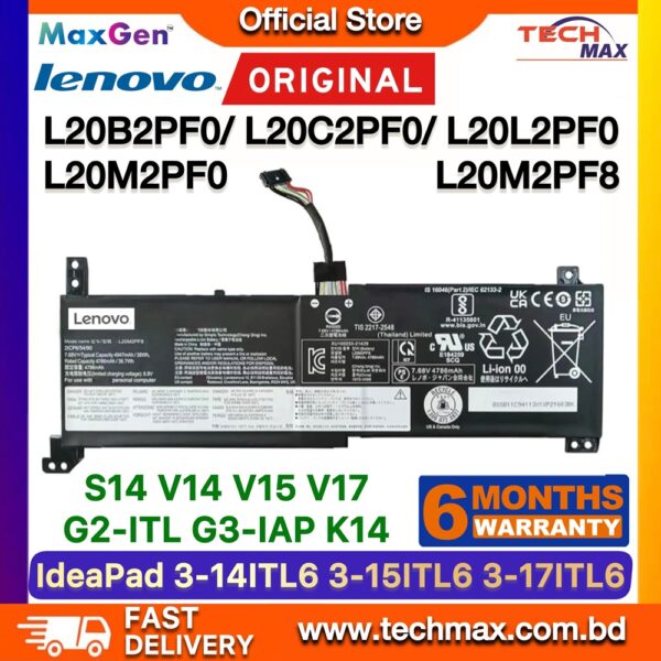 Original Lenovo L20C2PF0 L20M2PF8 Battery for IdeaPad 3-14ADA6 3-14ALC6 3-15ADA6 V14 G2-ITL Laptop Battery