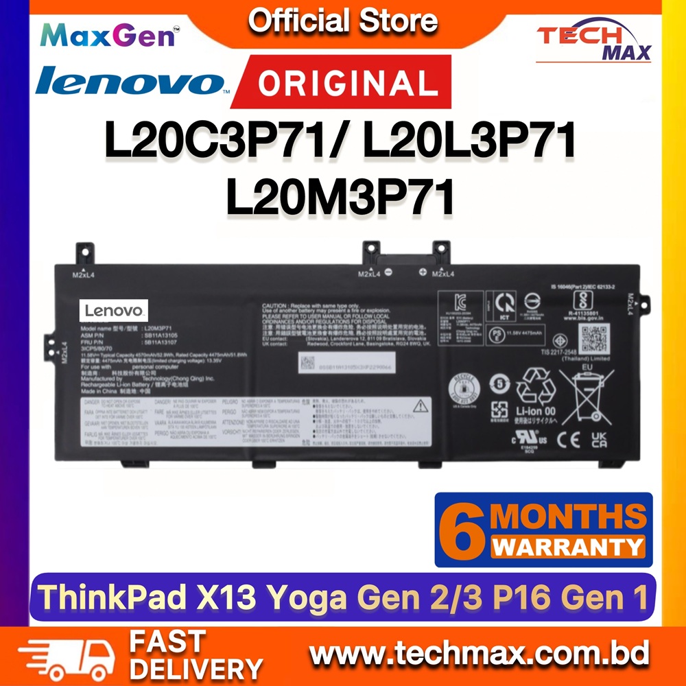 Original Lenovo L20C3P71, L20M3P71 Battery For Lenovo ThinkPad X13 Yoga Gen 2, ThinkPad X13 Yoga Gen 3, ThinkPad P16 Gen 1, 20W8, 20W9, 21AW, 21AX, L20L3P71, L20D3P71 Series Laptop Battery 1 Original Lenovo L20C3P71 L20M3P71 Battery for ThinkPad X13 Yoga Gen 2 Gen 3 P16 Gen 1 Laptop Battery