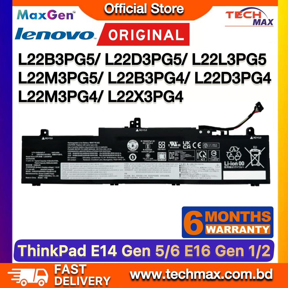 Original Lenovo L22M3PG5, L22M3PG4 Battery For Lenovo ThinkPad E14 Gen 5, E14 Gen 6, ThinkPad E16 Gen 1, E16 Gen 2 Series, L22L3PG5, L22B3PG5, L22D3PG5, L22B3PG4, L22D3PG4, L22X3PG4 Laptop Battery 1 Original Lenovo L22M3PG5 L22M3PG4 Battery for ThinkPad E14 Gen 5 21JK 21JL E14 Gen 6 21M3 E16 Gen 1 21JN Laptop Battery