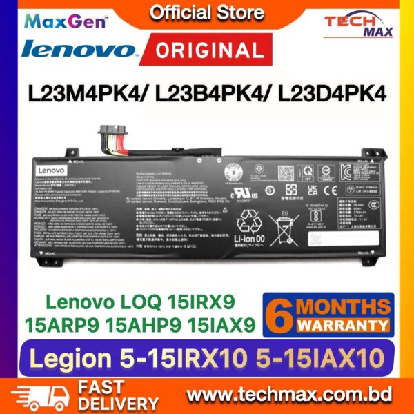 Original Lenovo L23M4PK4 L23L4PK4 Battery for Legion 5-15IRX10 15IAX10 15AKP10 LOQ 15IRX9 15ARP9 Laptop Battery