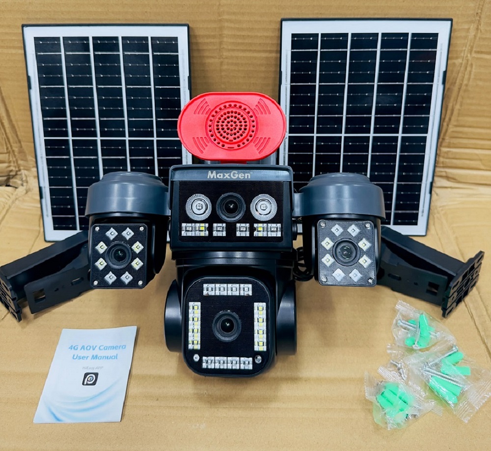 MaxGen HiEasy 1PTZ AOV 4K Ultra HD Four Lens Sim-Supported Solar Battery Backup 16000mAh PTZ IP Camera Outdoors IP66 Waterproof, Color Night Vision, Two-Way Audio, AI Human Detection, Auto Tracking, 360-Degree Robotic PTZ CCTV Camera 3 MaxGen HiEasy AOV 4K Four Lens Solar PTZ IP Camera